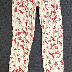 Hanna Andersson women's S small pajama pants Christmas holiday red cream Scandi